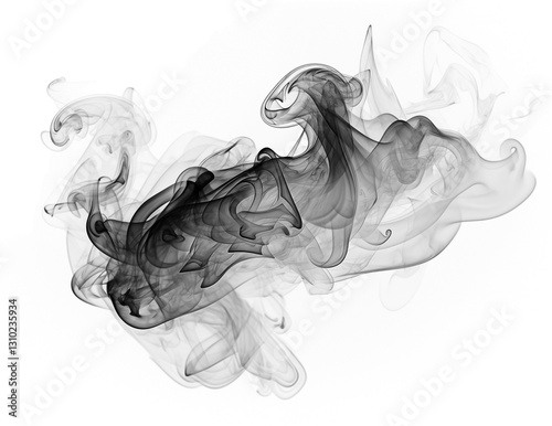 black smoke or fog isolated on white background.	