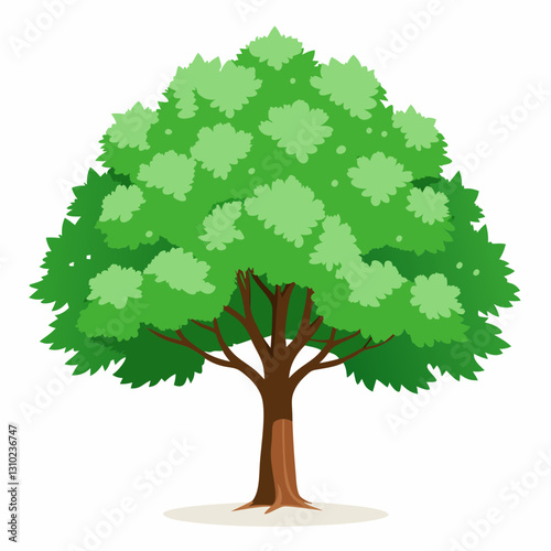 Lush Green Bush with Vibrant Foliage in a Bright Background