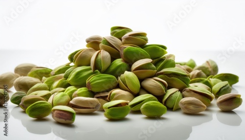 Wallpaper Mural Vibrant green pistachio kernels scattered across a pristine white surface, highlighting their natural texture, color, and freshness, ideal for culinary or healthy lifestyle visuals.
 Torontodigital.ca