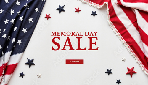 Memorial Day sale advertisement with patriotic colors and stylish design elements for promotions