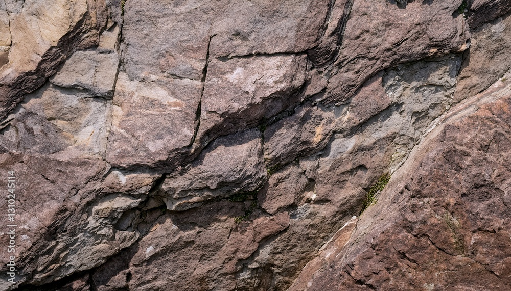 Weathered purple rock texture, background. Rough, fractured stone in muted purple and brown tones, with deep crevices and fine cracks, revealing the effects of erosion on metamorphic rock surfaces Weathered purple rock texture, background. Rough, fractured stone in muted purple and brown tones, with deep crevices and fine cracks, revealing the effects of erosion on metamorphic rock surfaces