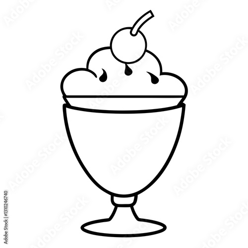 Cartoonish ice cream sundae with cherry on top, vibrant colors, fun atmosphere