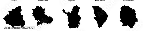 Kainuu, Kymenlaakso, Lapland, North Karelia, North Savonia outline maps