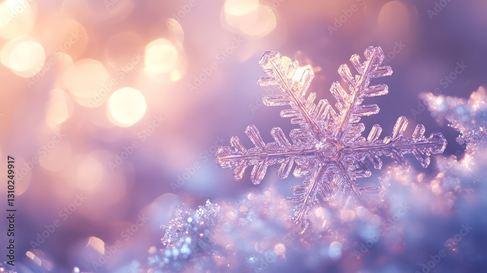 Frosted Snowflake on Winter Background Frosted Snowflake on Winter Background