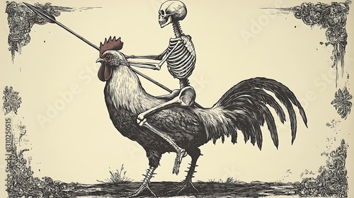 Dark fantasy illustration with skeleton rider images