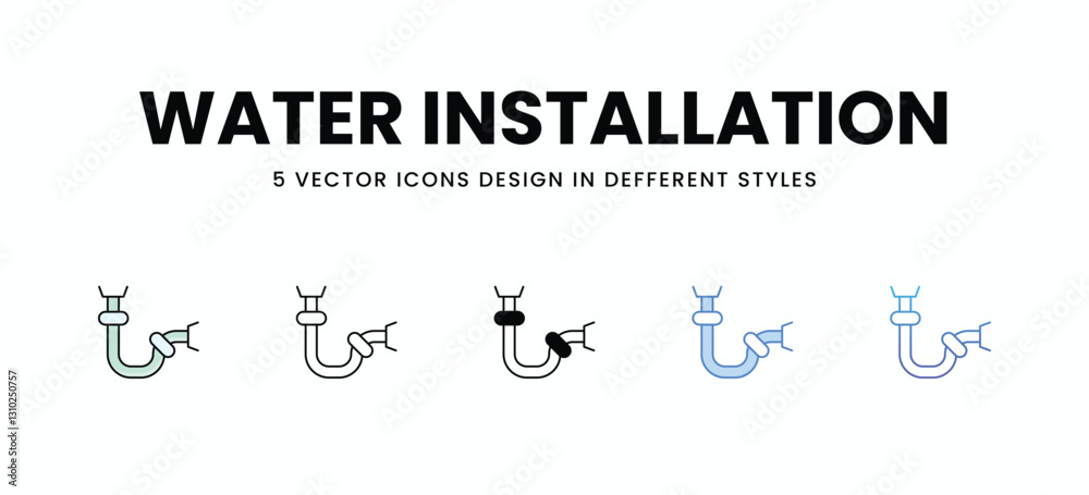 Water Installation vector icons set stock illustration. Water Installation vector icons set stock illustration.