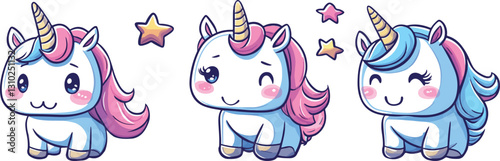 set of adorable unicorn characters