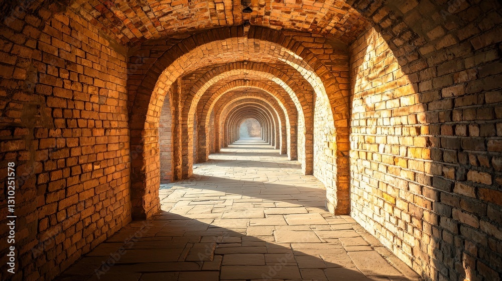 Beautiful Brick Arches in a Historic Tunnel with Natural Light Beautiful Brick Arches in a Historic Tunnel with Natural Light