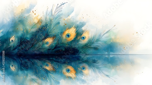 Elegant peacock feathers in abstract art image