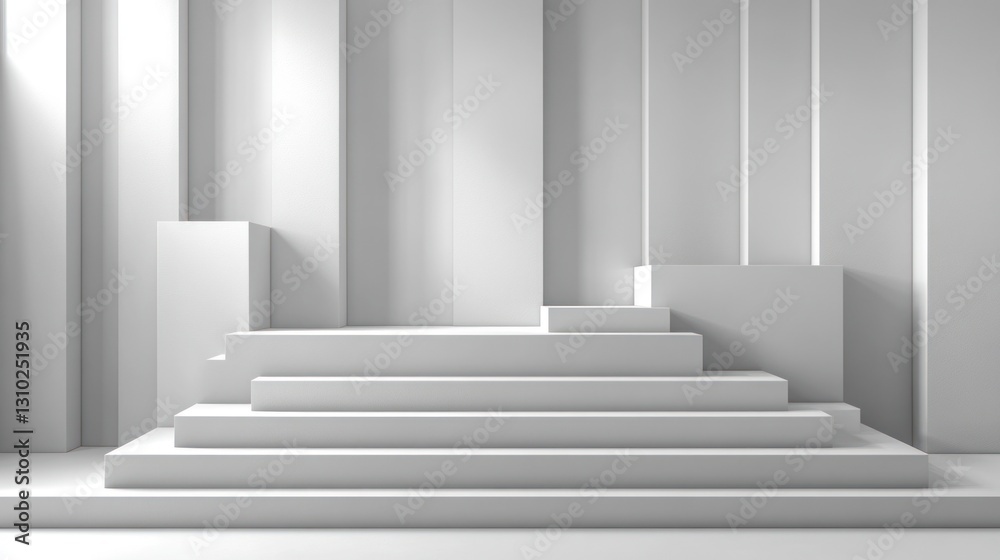 Obraz premium White minimalist product display steps