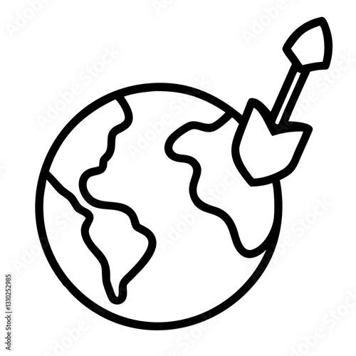 Shovel in Earth symbol of environmental impact resource use and sustainability