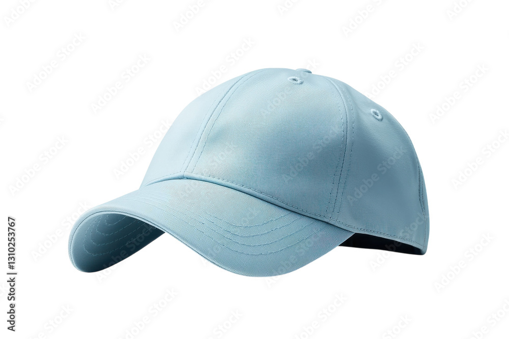 Light blue cap featuring a simple design and stitched details, perfect for casual outings or sunny days in warm weather Light blue cap featuring a simple design and stitched details, perfect for casual outings or sunny days in warm weather