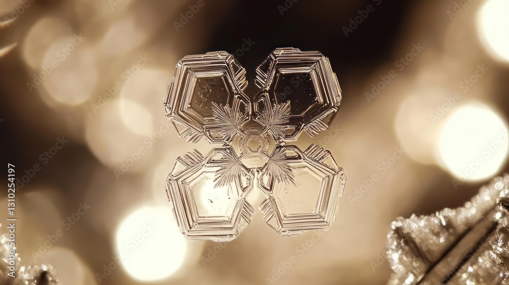 Detailed snowflake in close-up Detailed snowflake in close-up