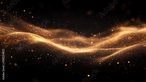 Golden dust swirls gracefully in the air, creating a magical atmosphere