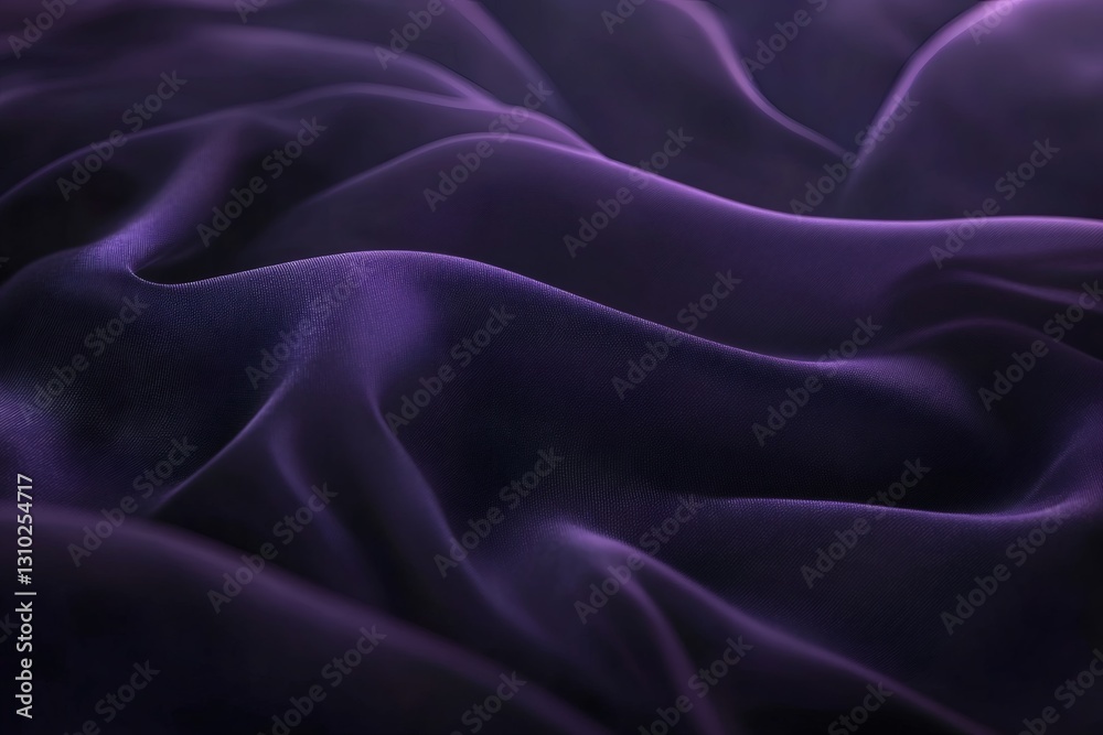 Fototapeta premium Elegant Deep Purple Fabric Folds: A Study in Texture and Atmospheric Lighting