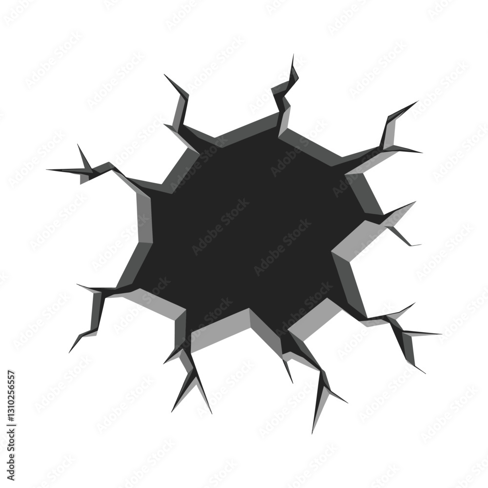 Wall Crack Hole vector, Broken wall with hole crack effect isolated vector design Wall Crack Hole vector, Broken wall with hole crack effect isolated vector design