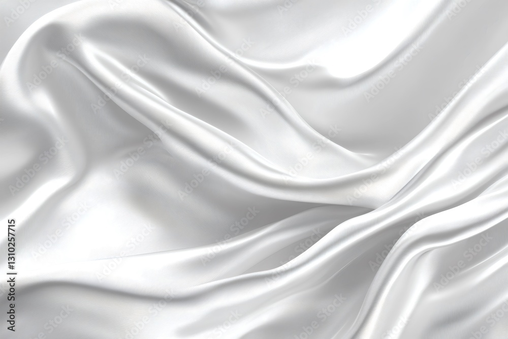 Elegant white satin fabric background with soft draping folds for design