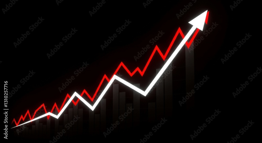 Fototapeta premium A medical research breakthrough illustrated with a steeply climbing red data graph.