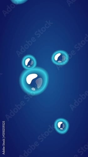 Animation of air bubbles rising from the bottom on a dark background. VFX bubble effects. Cartoon air bubbles for video.