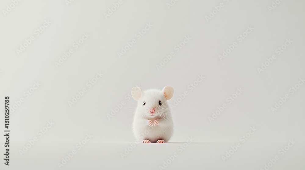 Minimalist baby mouse with rosy cheeks, white background Minimalist baby mouse with rosy cheeks, white background