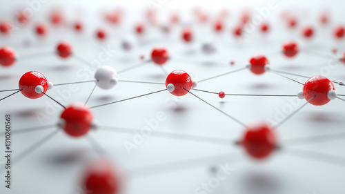 network and connection concept with red