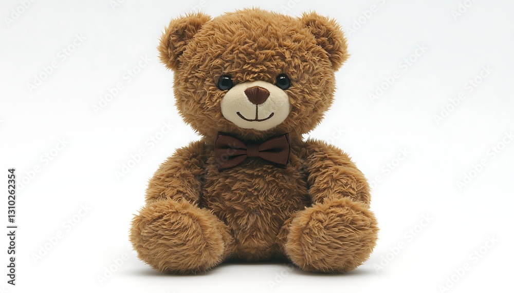 Obraz premium Brown teddy bear sitting, white background (1)