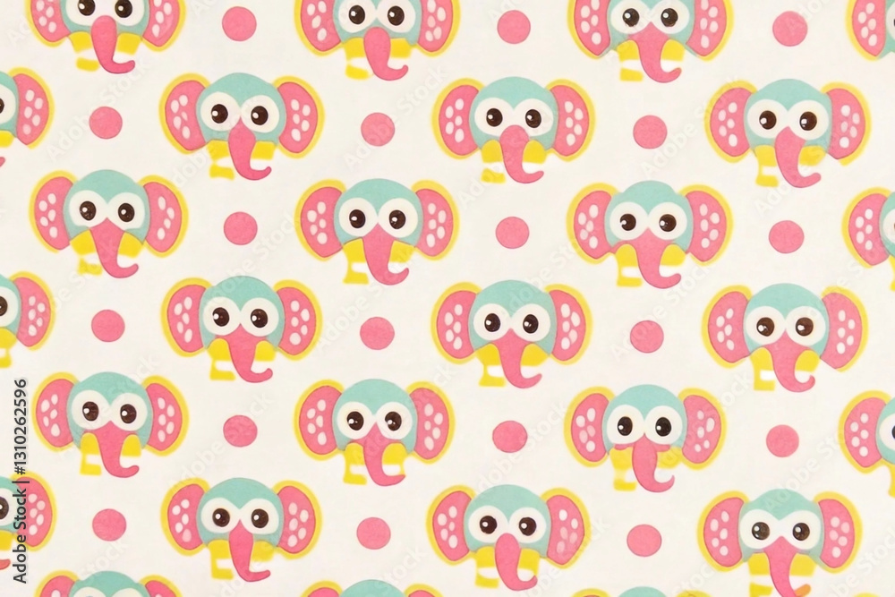 Cute cartoon elephant pattern with pink dots on white background. Cute cartoon elephant pattern with pink dots on white background.