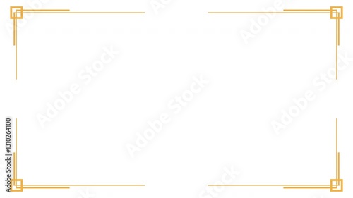4K gold line frame animation on white background for wedding templates, invitations, certificates, and elegant overlays