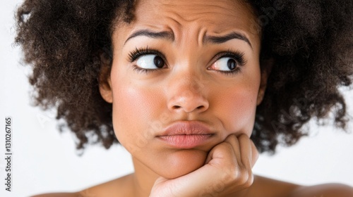 Woman showing concern in a closeup