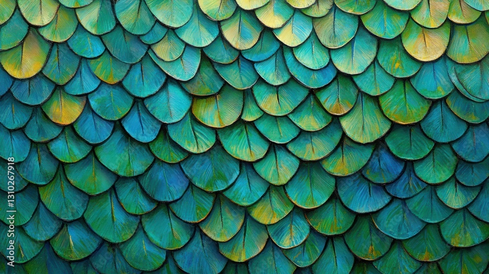 Close-up view of a vibrant green and yellow fish scale pattern showcasing intricate details. Close-up view of a vibrant green and yellow fish scale pattern showcasing intricate details.