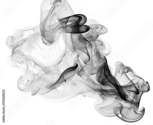 black smoke or fog isolated on white background.	