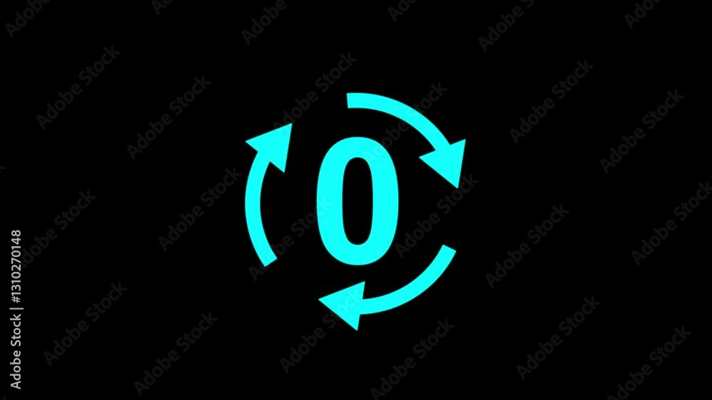 5 to 0 second modern digital countdown timer animation on black background. top ten countdown with Recycling icon animation. Loopable animation with rotating recycle, refresh or recycle icon. 5 to 0 second modern digital countdown timer animation on black background. top ten countdown with Recycling icon animation. Loopable animation with rotating recycle, refresh or recycle icon.