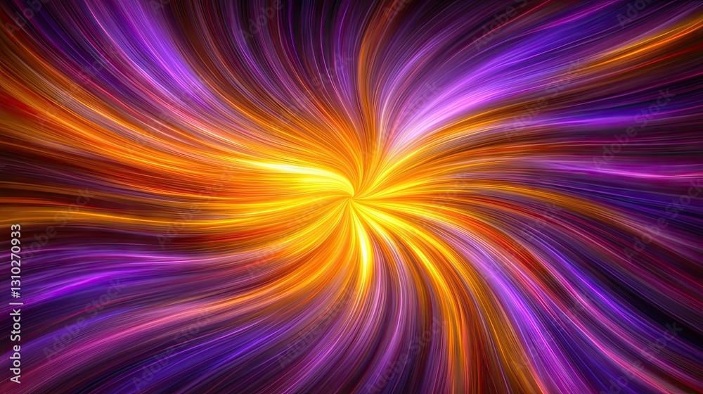 Obraz premium Swirling vibrant lines radiate outward from a bright central point, creating a colorful, dynamic abstract