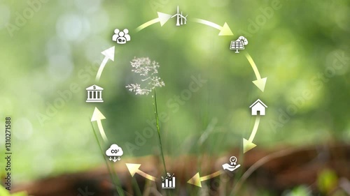 Circular Economy concept.Green Growth The Power of Circular Economy and Renewable Resources.Recycling, Green Energy, and Net Zero Goals.