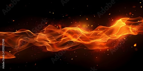Black Background with Burning Fire Flames Effect
