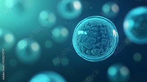 Microscopic view of cell structure with bokeh effect in science illustration.