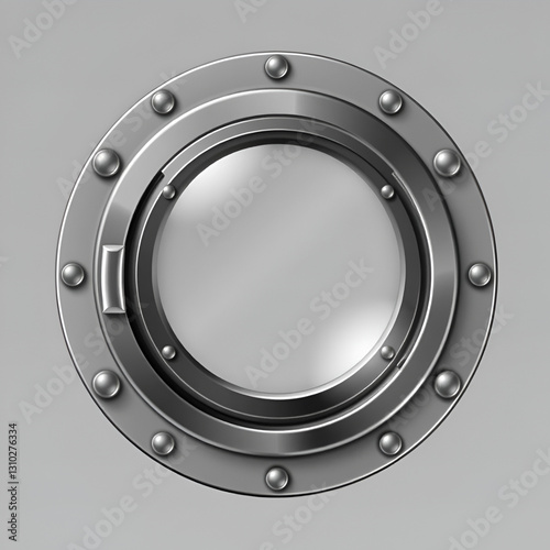 .Realistic Illustration of metal porthole of various shape on transparent background isolated vector illustration.