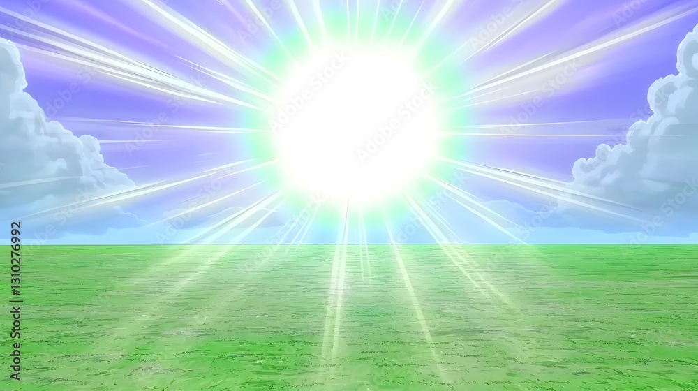 A bright radiant light shines brightly in an open natural space A bright radiant light shines brightly in an open natural space