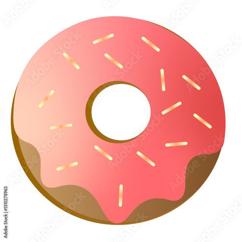 Bright cartoon donut with icing and sprinkles, in a fun and playful style, with volumetric details and soft shadows
