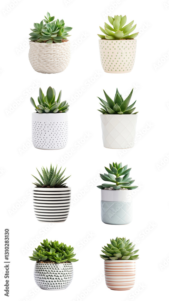 Fototapeta premium PNG potted succulent element set, transparent background