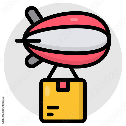 An icon design of blimp delivery