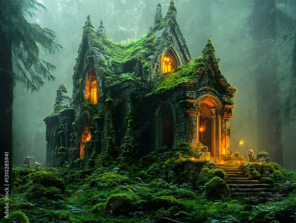 An ancient temple in the middle of the forest An ancient temple in the middle of the forest