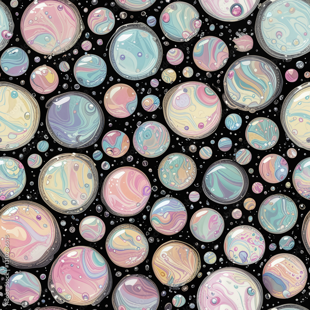 Candyland Pastel color marbled bubbles blobs and oozes from crazy planet seamless repeating pattern