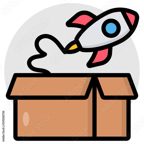 Editable design icon of parcel startup