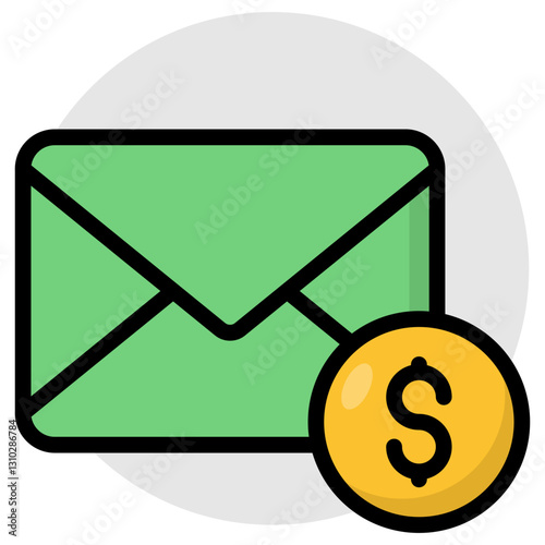 A flat design icon of financial mail