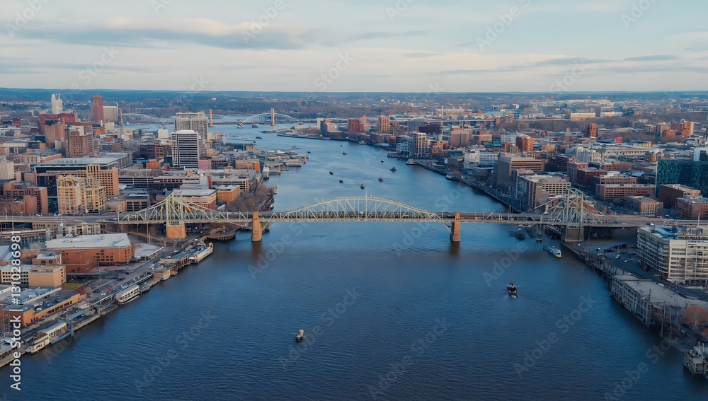 Fototapeta premium Aerial View Over Downtown Portland Oregon and the Willamette River 