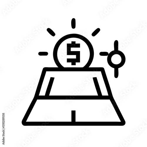 Digital gold icon shining with dollar sign, financial technology concept