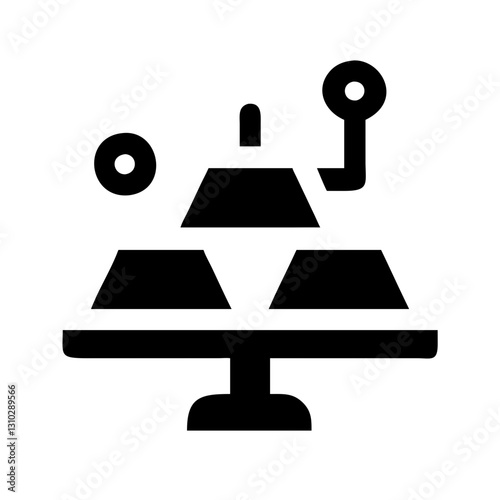 Digital gold icon with bars and scales, financial technology concept