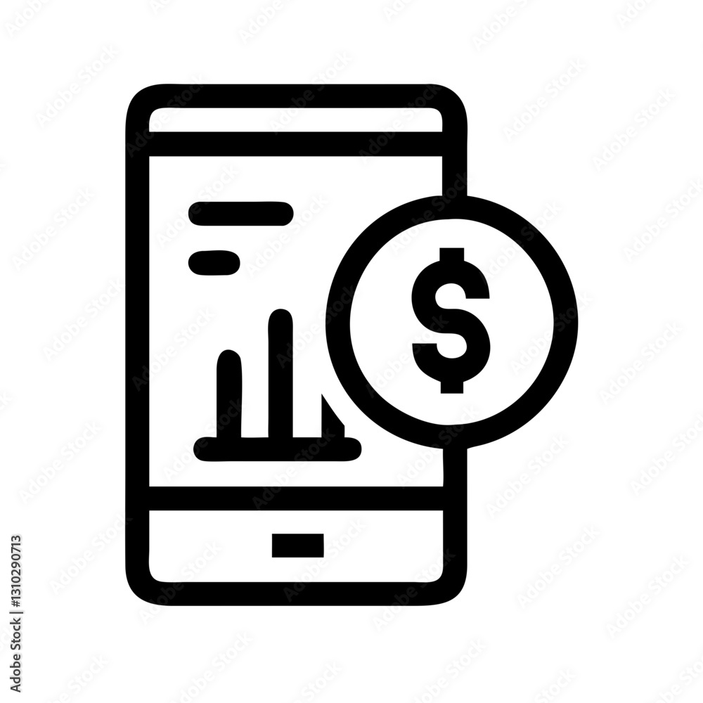 Investment app icon showing financial trends, technology concept Investment app icon showing financial trends, technology concept