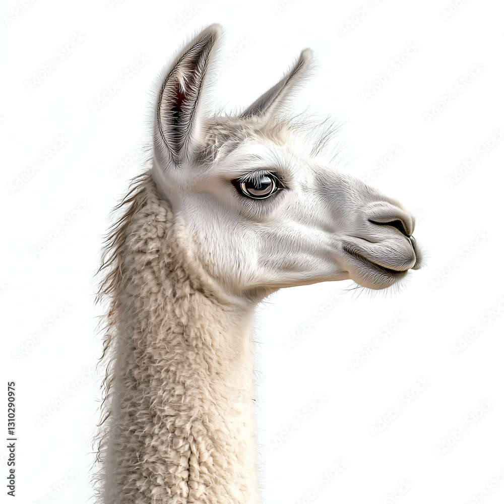 Obraz premium Llama Portrait: Iconic White Fur Mammal in Natural Mountain Habitat – Eco Tourism & Sustainable Farming Highlight